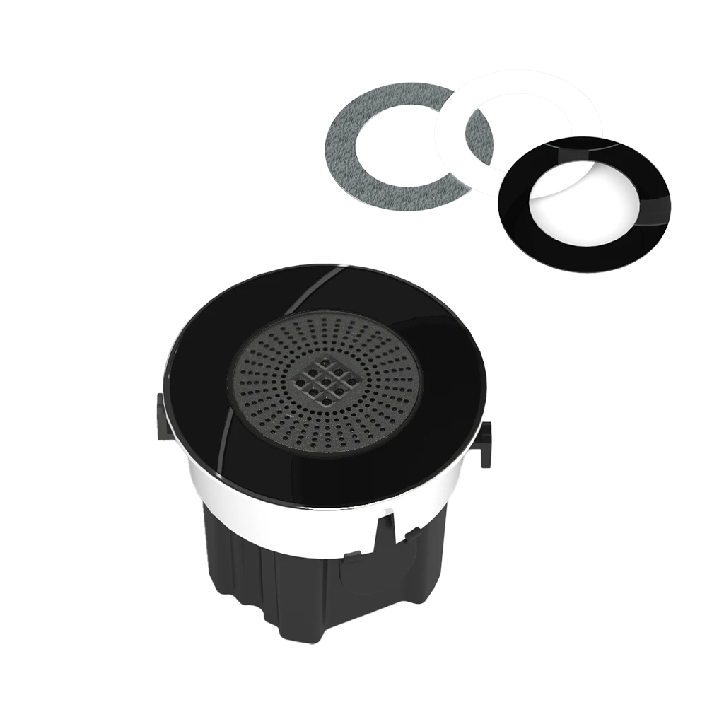 VersaDot | Recessed Bluetooth speaker | Top ring available in 3 finishes (white glass, black glass, and stainless steel)