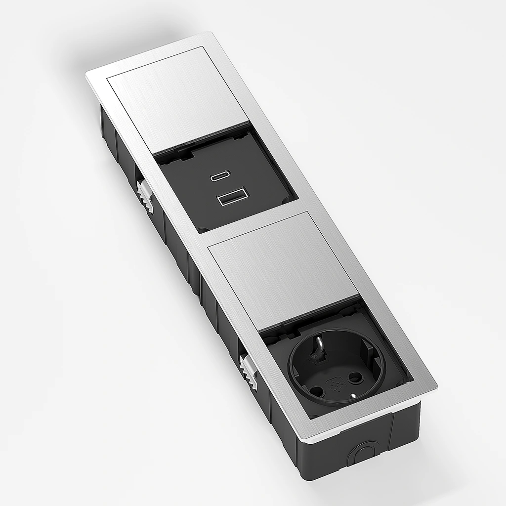 versahit-mono-combi-1-presa-schuko-usb-tipo-a-usb-tipo-c-inox-aperto.webp