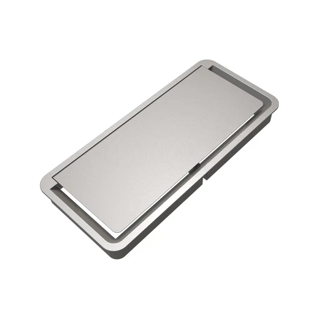 Exit Light | Rectangular aluminum desk cable management system – H 25 mm, L 120 mm, W 260 mmAluminum