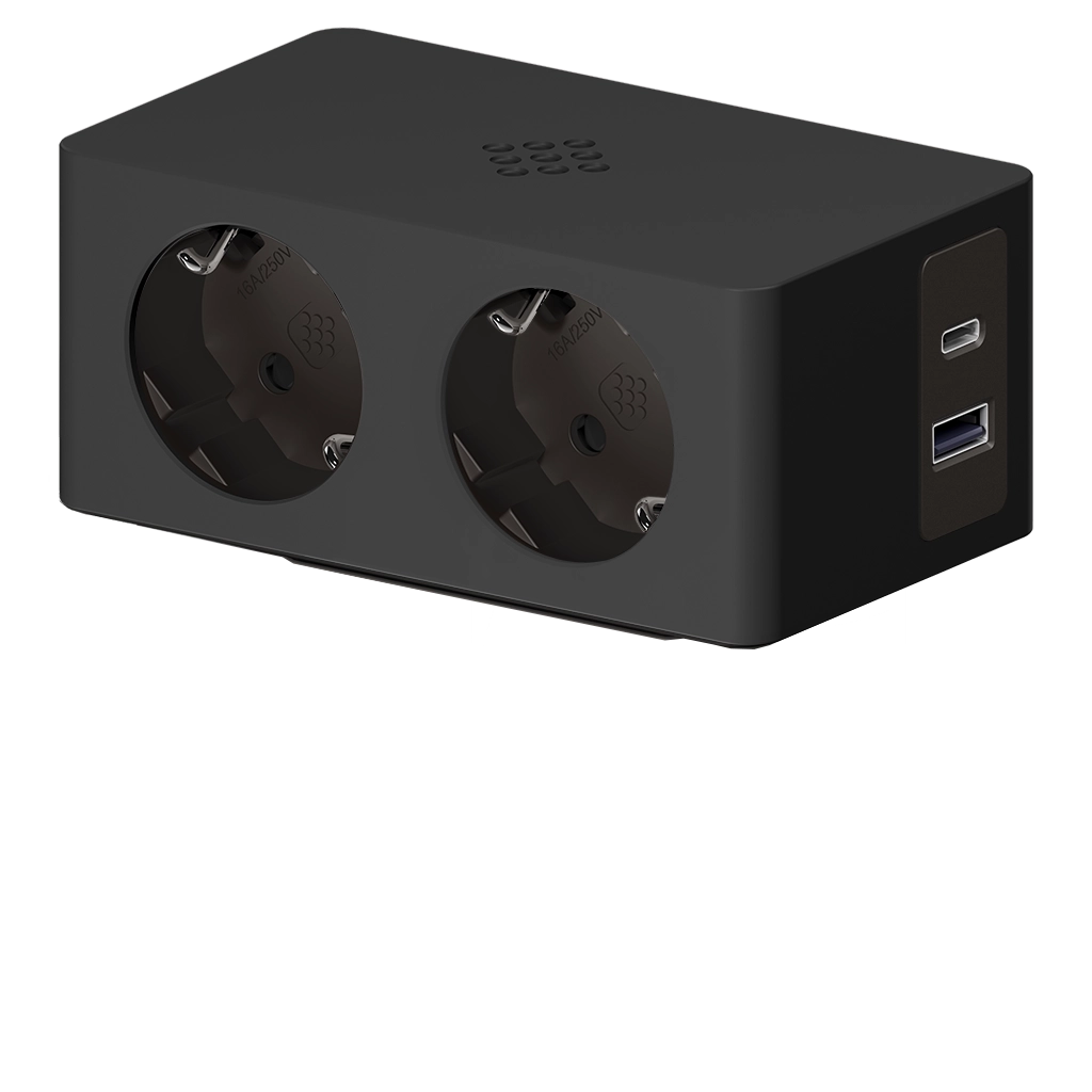 VersaQ | Multipresa con 2 prese Schuko, 1 USB tipo A, 1 USB tipo CNero Nessuno