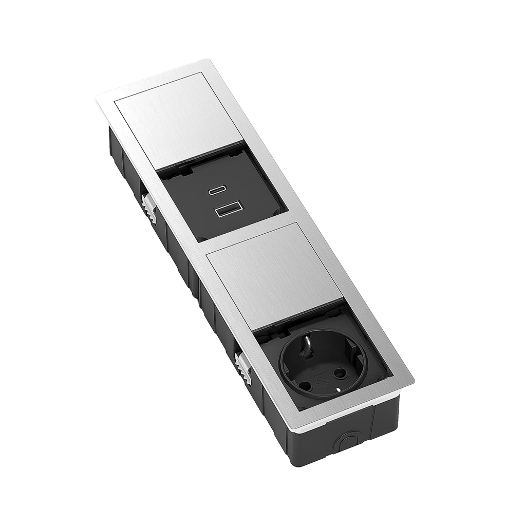 versahit-mono-combi-1-presa-schuko-usb-tipo-a-usb-tipo-c-inox-aperto.webp