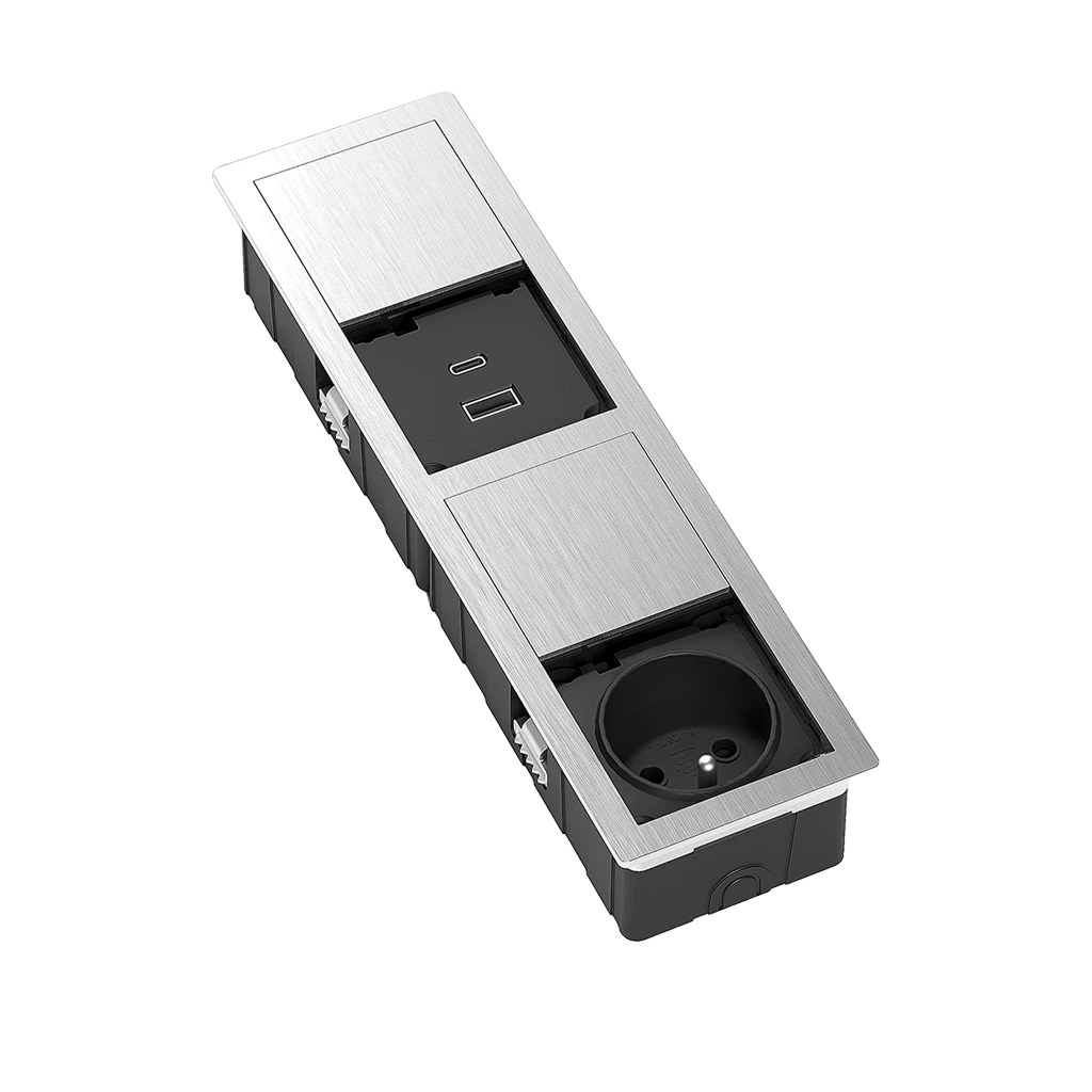 versahit-mono-combi-1-presa-francia-usb-tipo-a-usb-tipo-c-inox-aperto.webp