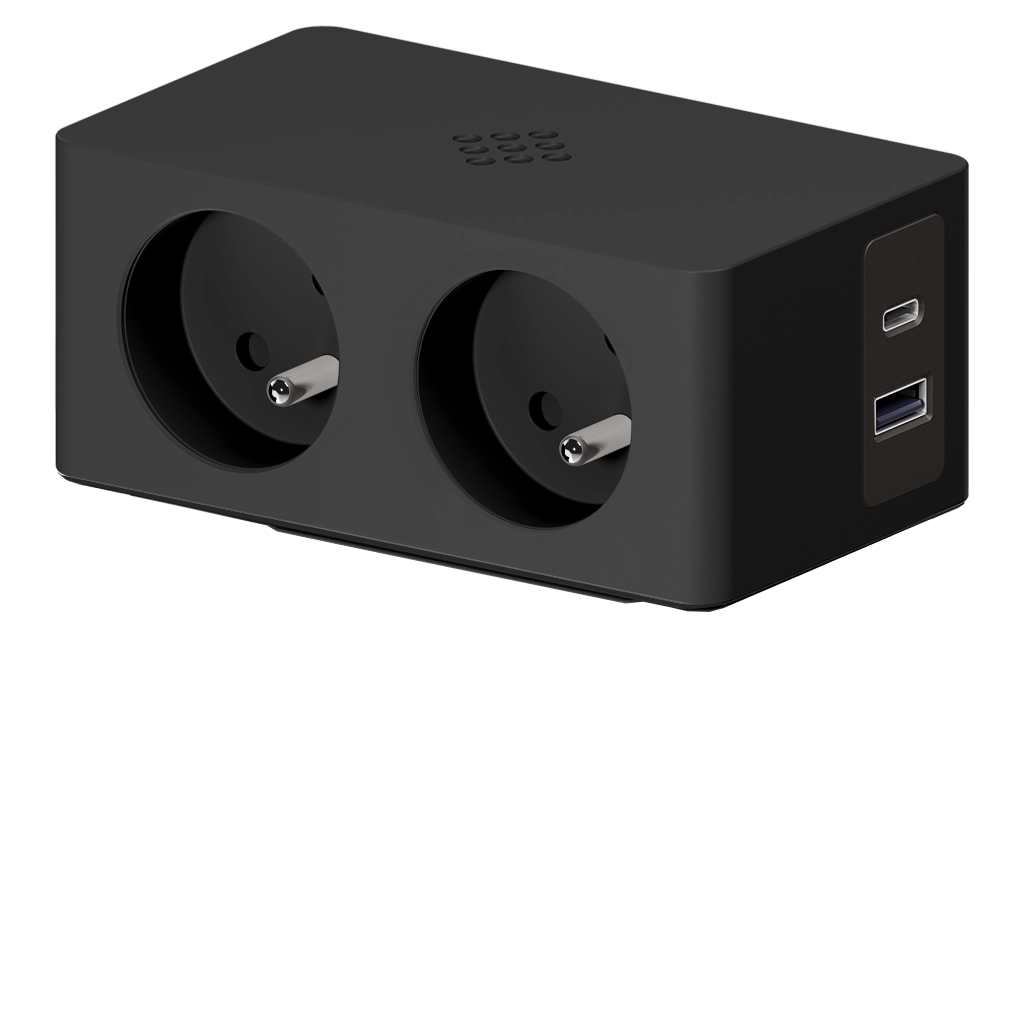 VersaQ | Multipresa con 2 prese tipo Francia (E), 1 USB tipo A, 1 USB tipo CNero Nessuno