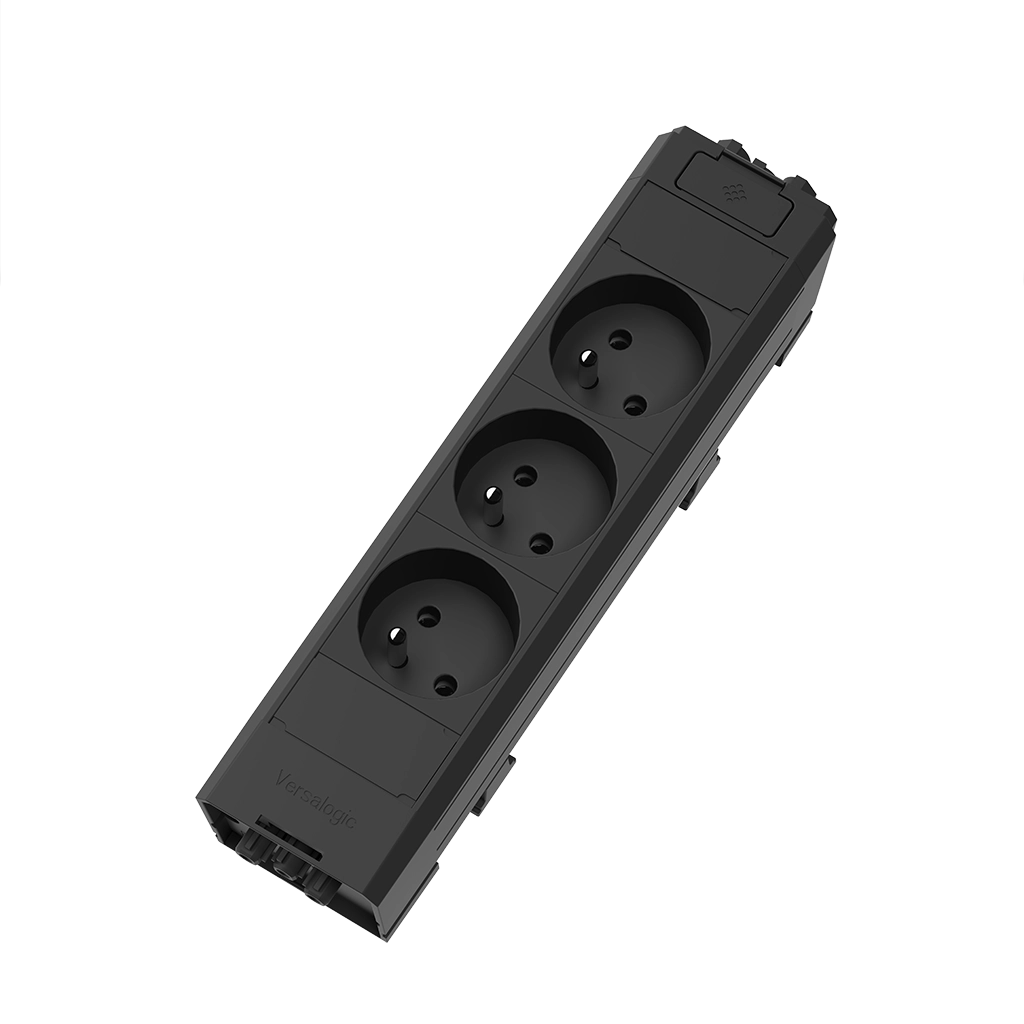 VersaTek Basic | Regleta de tecnopolímero autoextinguible con 3 tomas tipo Francia (E)