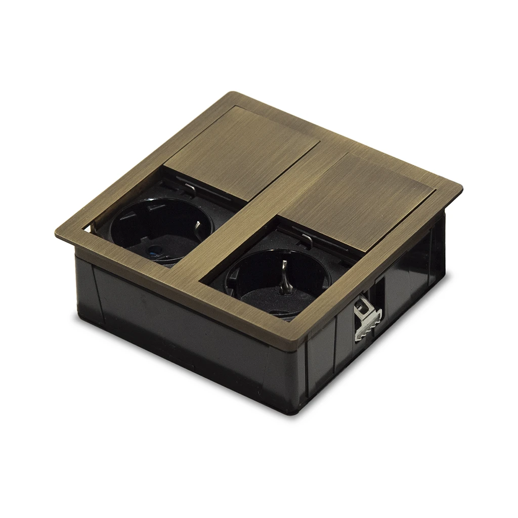VersaHit | Multipresa da incasso quadrata con 2 prese tipo F Schuko, bronzo antico