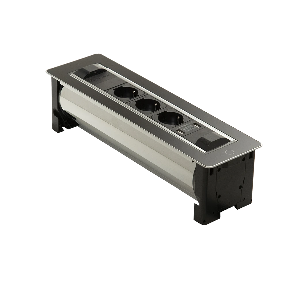 VersaTurn 3.0 | Multipresa a scomparsa con 3 prese tipo U UNEL e 2 USB tipo A