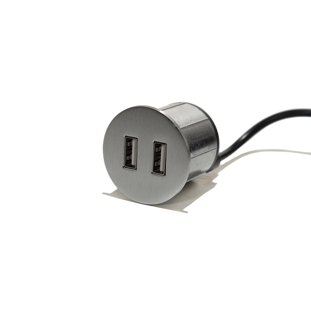 VersaPick | Presa USB da incasso tonda in zama con 2 porte USB tipo AInox
