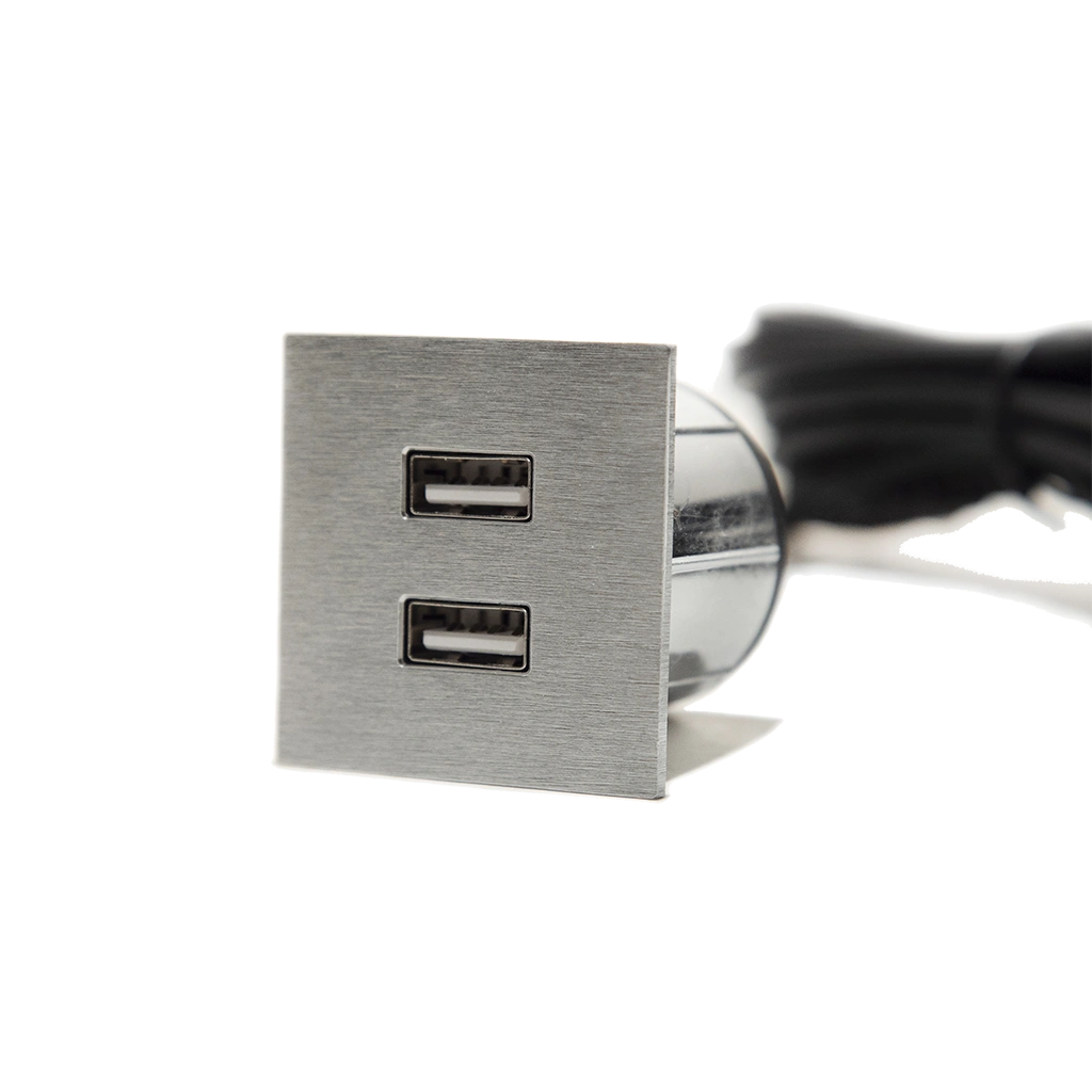 VersaPick | Presa USB da incasso quadrata in zama con 2 porte USB tipo ANero Opaco