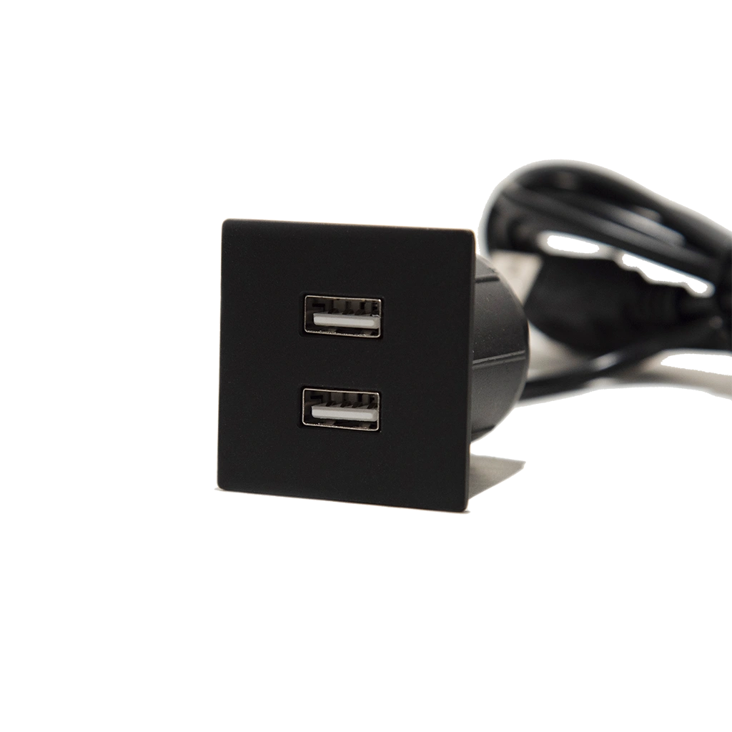 VersaPick | Presa USB da incasso quadrata in zama con 2 porte USB tipo ANero Opaco