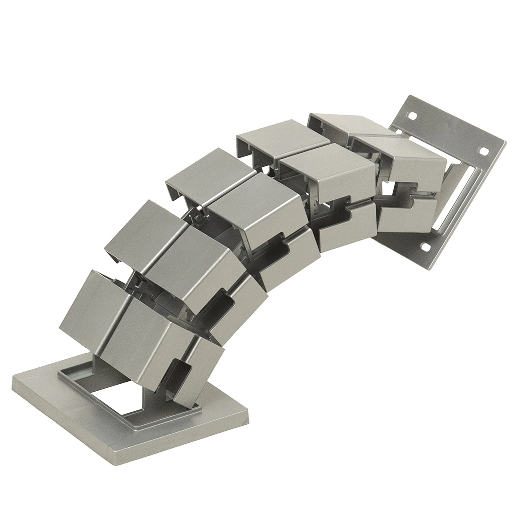 Brick | Passacavi verticale in ABS per scrivanie con tre canali separati H 75 cm Alluminio