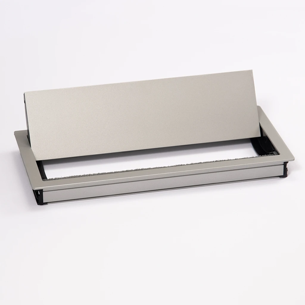 Exit Dual 2.0 | Passacavi per scrivanie rettangolare con apertura basculante H 20 L 263 l 148 mmAlluminio verniciato