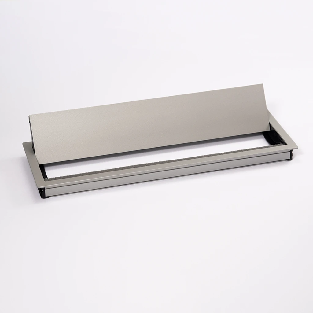 Exit Dual 2.0 | Passacavi per scrivanie rettangolare con apertura basculante H 20 L 316 l 148 mmAlluminio verniciato