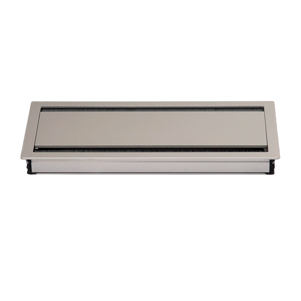Exit Dual 2.0 | Passacavi per scrivanie rettangolare con apertura basculante H 20 L 263 l 148 mmAlluminio verniciato