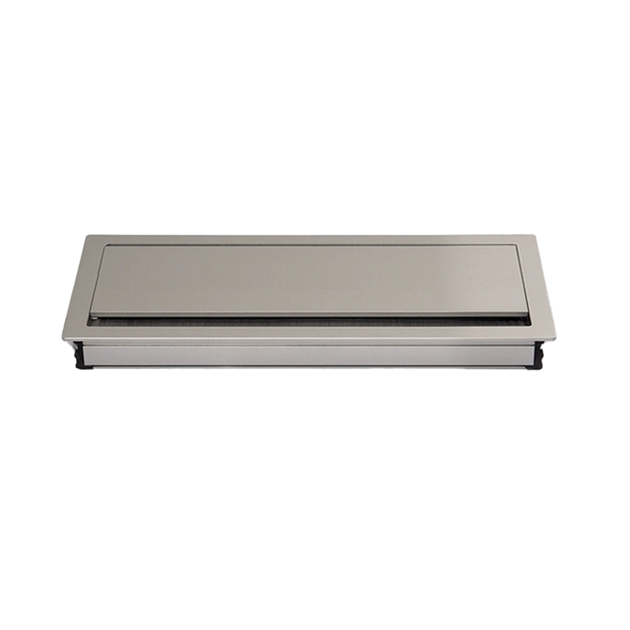 Exit Mono 3.0 | Passacavi per scrivanie rettangolare con chiusura ammortizzata H 20 L 263 l 121 mmAlluminio verniciato