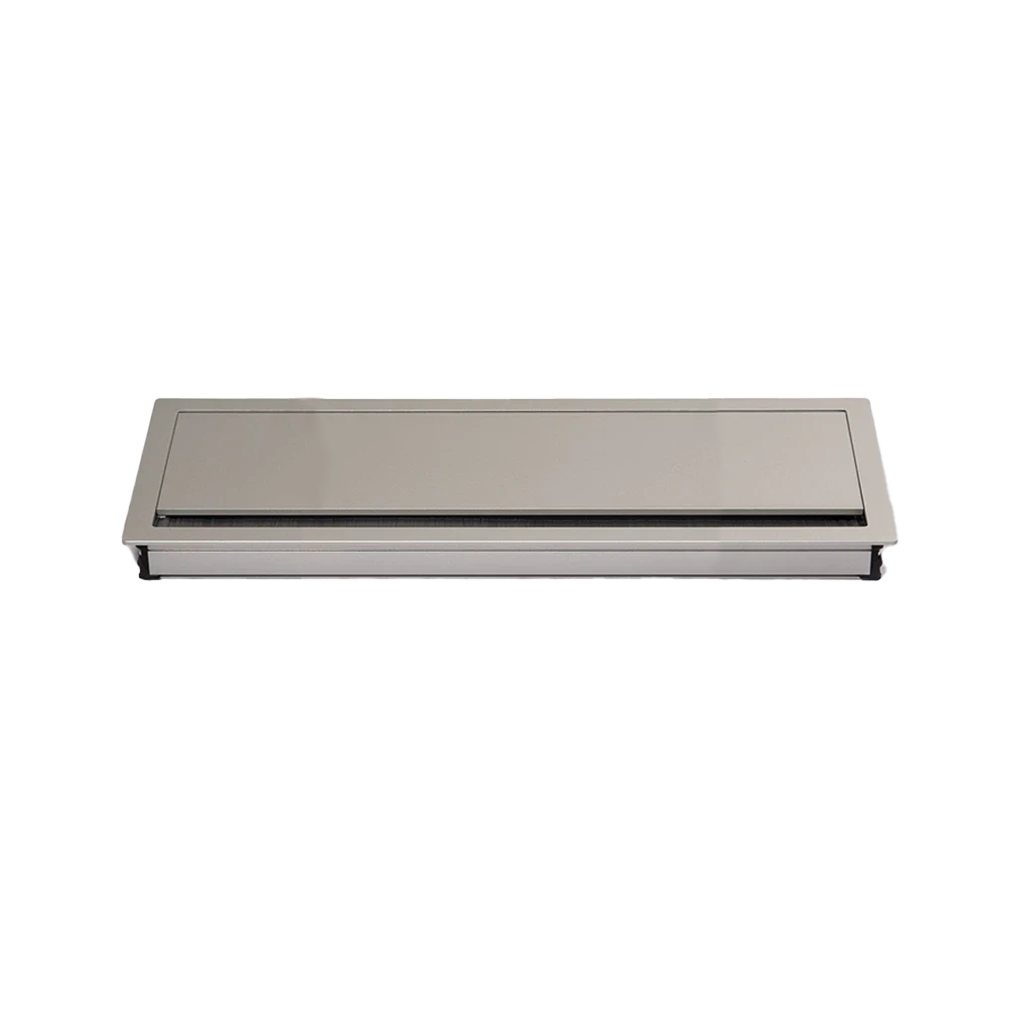 Exit Mono 3.0 | Passacavi per scrivanie rettangolare con chiusura ammortizzata H 20 L 316 l 121 mmAlluminio verniciato