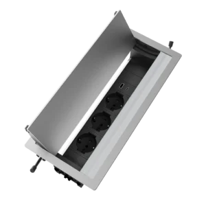 Multipresa a scomparsa con 3 prese tipo unel, USB tipo A e USB tipo C | Cornice in alluminio