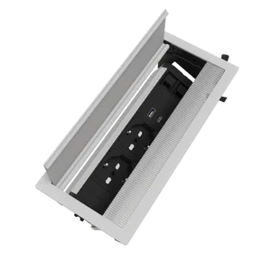 Multipresa a scomparsa con 3 prese tipo unel, USB tipo A, USB tipo C | Cornice in alluminio