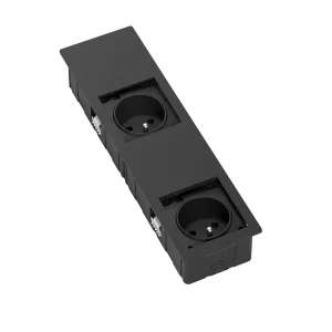 Multiprise escamotable rectangulaire avec 2 prises type France (E) et câble d’alimentation de 2 m avec fiche électrique séparée