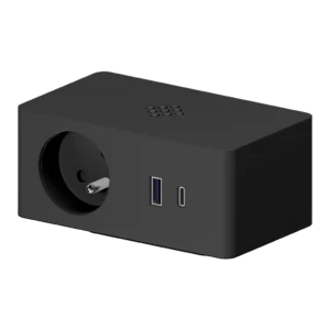 Multiprise avec 1 prise type France (E), 1 port USB de type A, 1 port USB de type C et chargeur sans fil