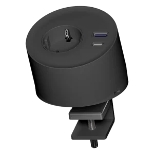 Multiprise autonome avec pince de fixation | avec 1 prise Schuko, 1 port USB Type-A, 1 port USB Type-C
