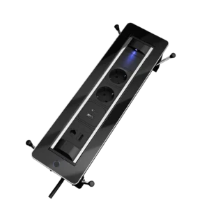 Multipresa da incasso con 2 prese tipo schuko, 1 USB tipo A, 1 USB tipo C, HDMI e RJ 45 | Cornice in vetro e cavo di alimentazione 2 m con spina separata