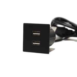Square flush-mount USB socket in zamak with 2 USB Type-A ports