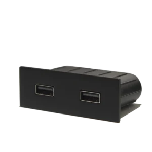 Rectangular recessed zamak USB socket with 2 USB Type-A ports