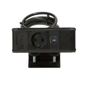 Tischkantensteckdose 1 Steckdose Typ F Schuko, 1 USB Typ A, 1 USB Typ C, Monoblockhalterung