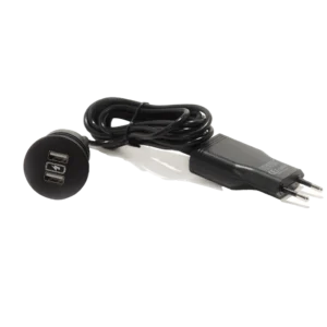 Runde USB-Einbaubuchse aus Kunststoff mit 2 USB-Ports Typ A
