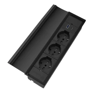 Multipresa a scomparsa con 3 prese unel, 1 USB tipo A e USB tipo C | Scocca in alluminio