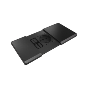 Schwarze Mehrfachsteckdose mit unabhängigen Klappen, 1 Schuko-Steckdose, 1 USB Typ A, 1 USB Typ C (Copia)