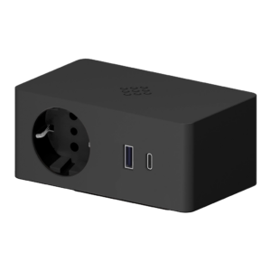 Regleta con 1 toma P30, 1 puerto USB tipo A y 1 puerto USB tipo C.
