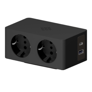 Tischsteckdose mit 2 P30-Steckdosen, 1 USB-A- und 1 USB-C-Anschluss