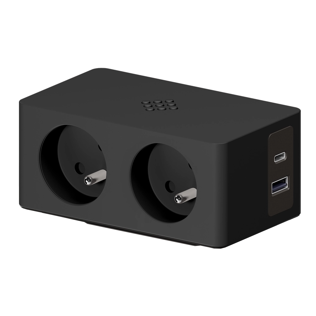 Multiprise avec 2 prises françaises (E), 1 port USB-A, 1 port USB-C et chargeur sans fil
